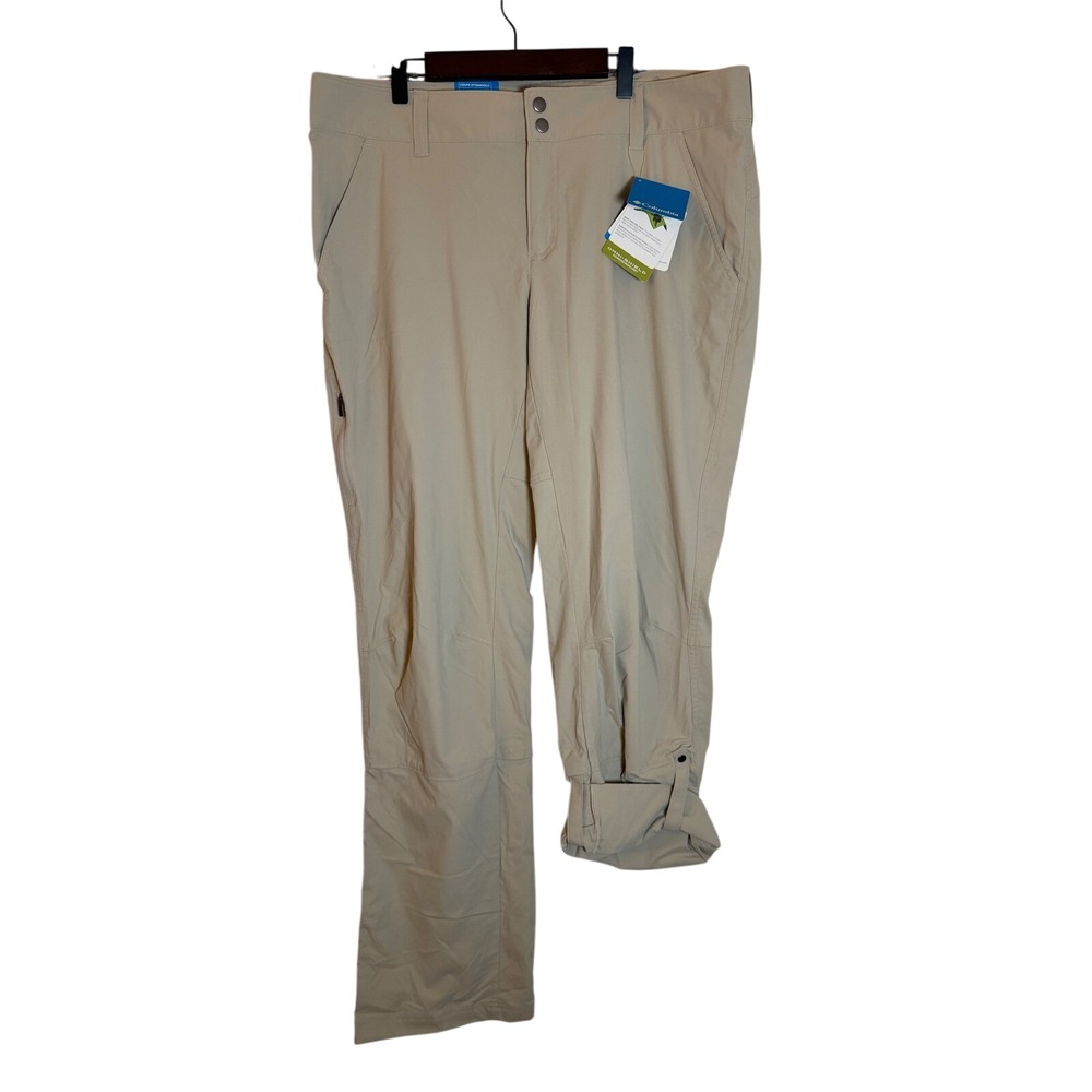Columbia Womens Saturday Trail Pant Omni-Shield Convertible Hiking Beige 16L NEW